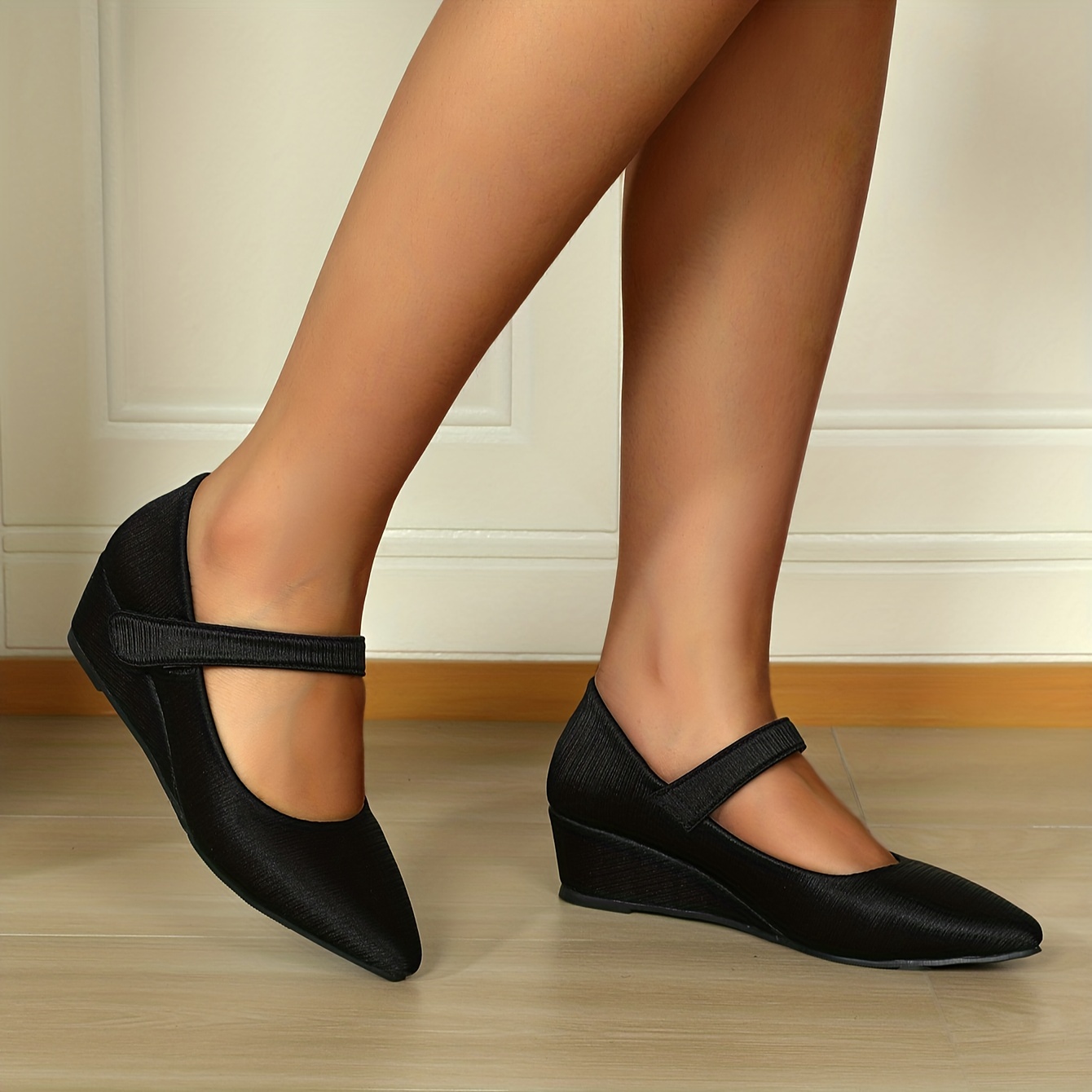 Zapatos Minimalistas De Color Sólido Para Mujer, Zapatos Casuales Con Punta  En Punta Y Boca Poco Profunda, Zapatos Diarios De Cuña Versátiles