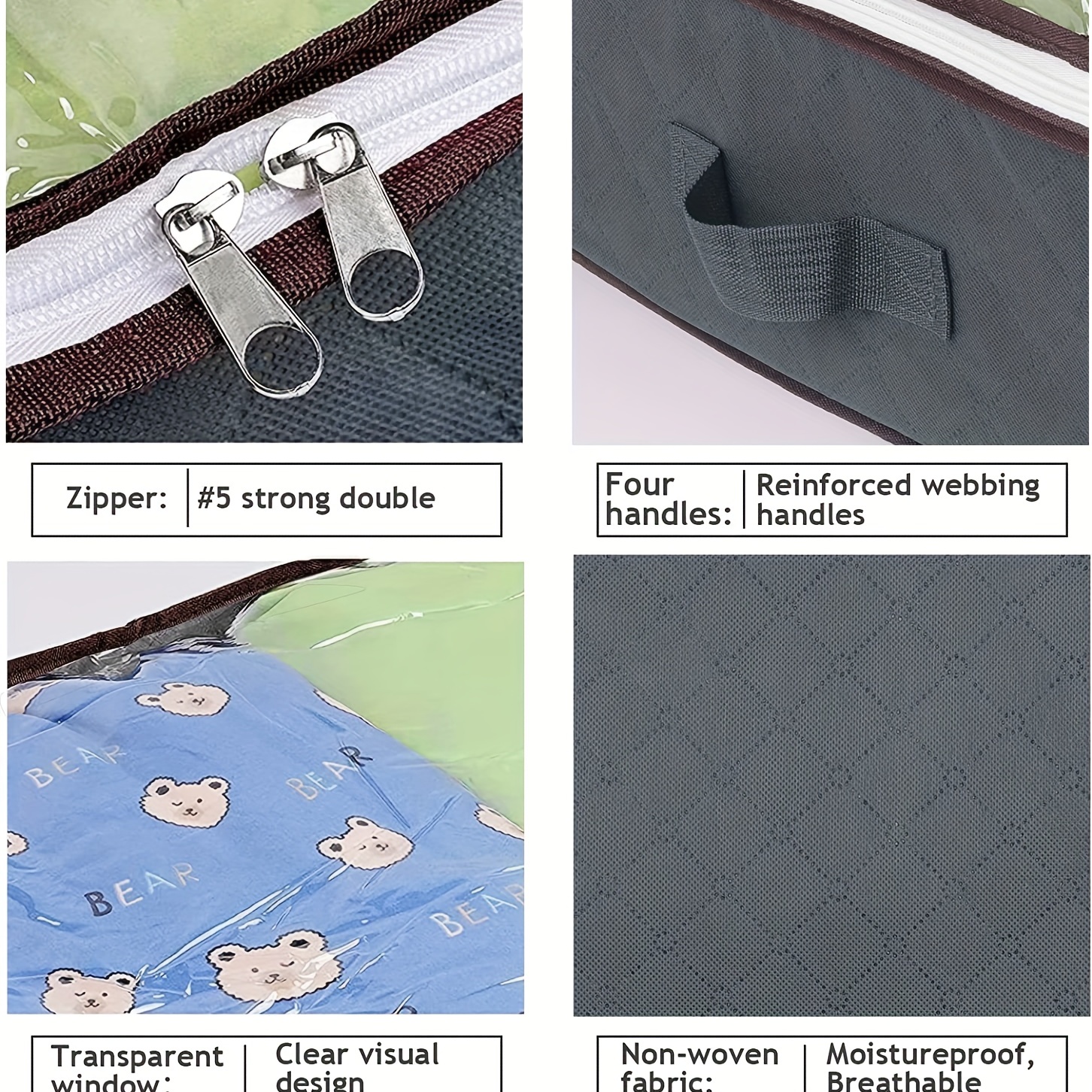 Under Bed Duvet Storage Bag Grey Breathable Material Organiser