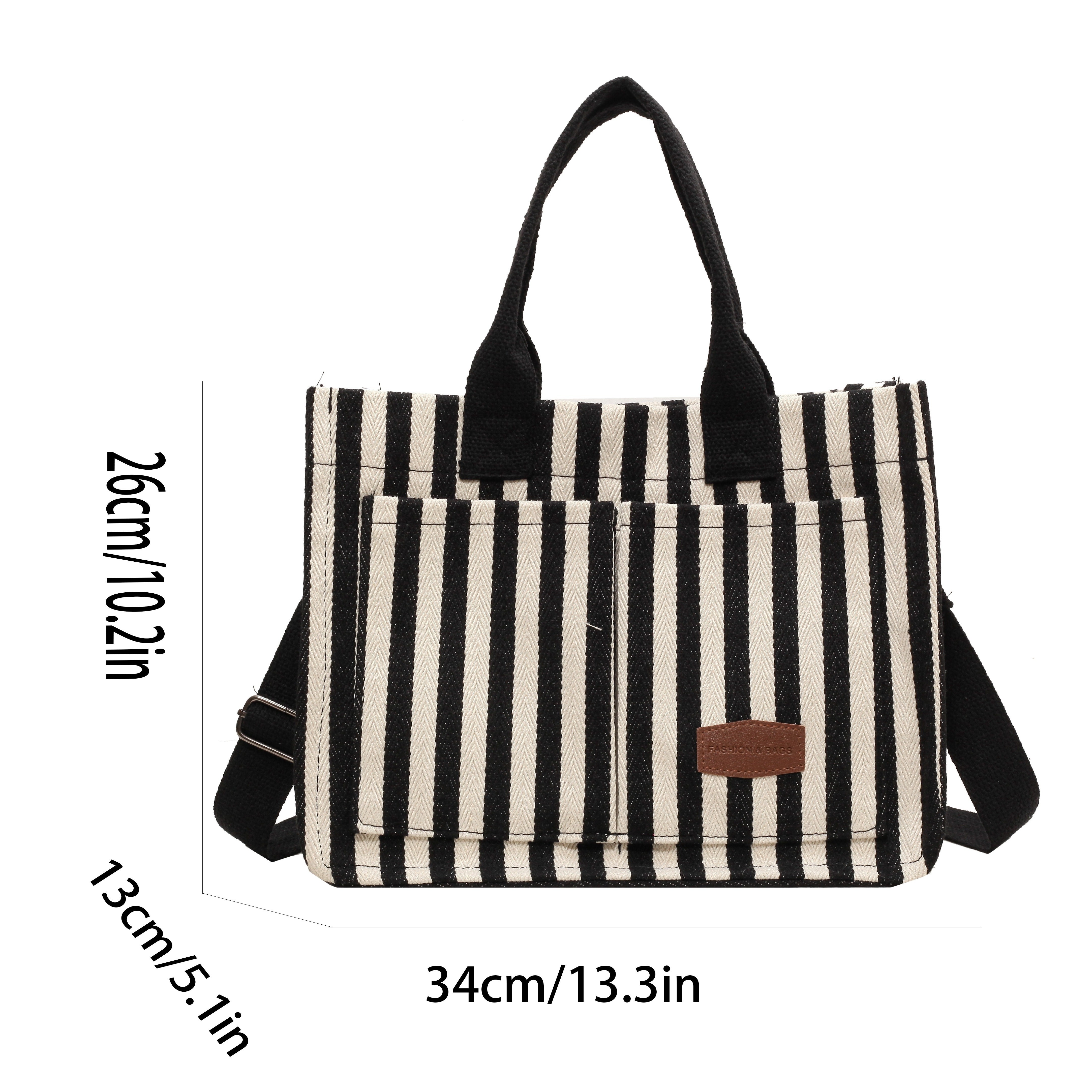 Color Block Square Hand Bag, Women's Striped Shoulder Tote Bag, Elegant  Crossbody Purse For Work - Temu