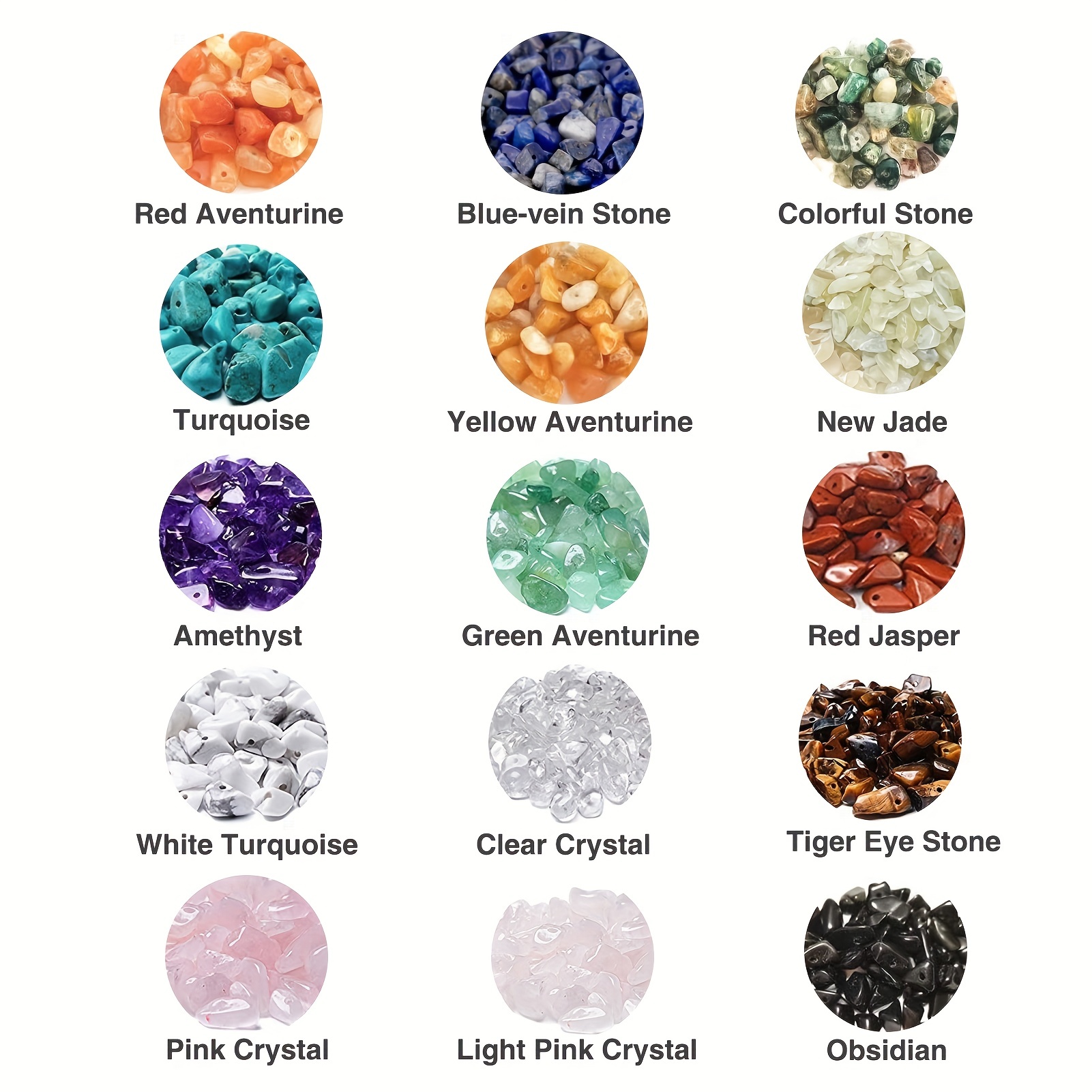 15pcs Irregular Crystal Chips Stone Beads Natural Gemstone Kit