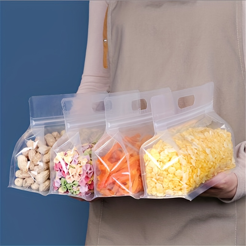 30pcs, PE Plastic Food Storage Bag, Reusable Sealed Freezer Bag, Leakproof  Food Ziplock Bag, Kitchen Storage Food Packaging