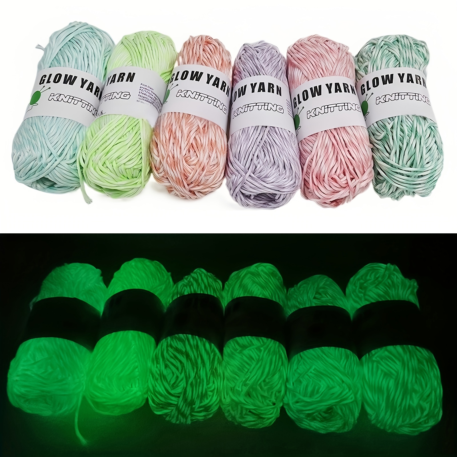 Knitting Wool Clearance 2 Rolls Light In The Dark Yarn,Cotton Light Yarn  for Crochet Knitting,DIY Knitting Light Fingering Weight Yarn for Arts  Crafts Sewing Thread Party Supplies Christmas Decor 