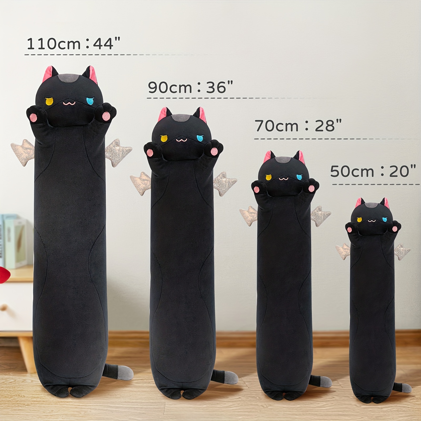 Mewaii Long Cat Plush Body Pillow, 20” Cute Black Cat Stuffed Animals  Kawaii Soft Plushies, Kitten Plush Pillow Doll Toy Gift for Girls Boys