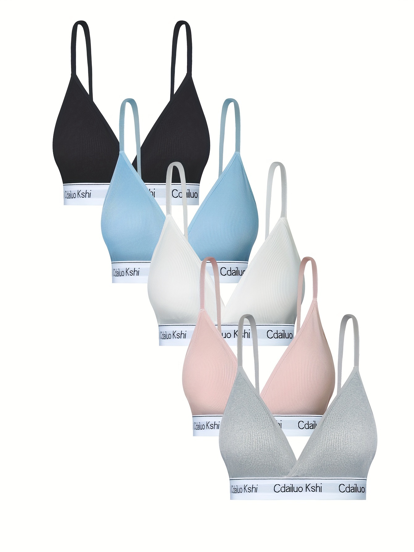 Letter Print Wireless Bras Comfy Breathable Ribbed Intimates - Temu