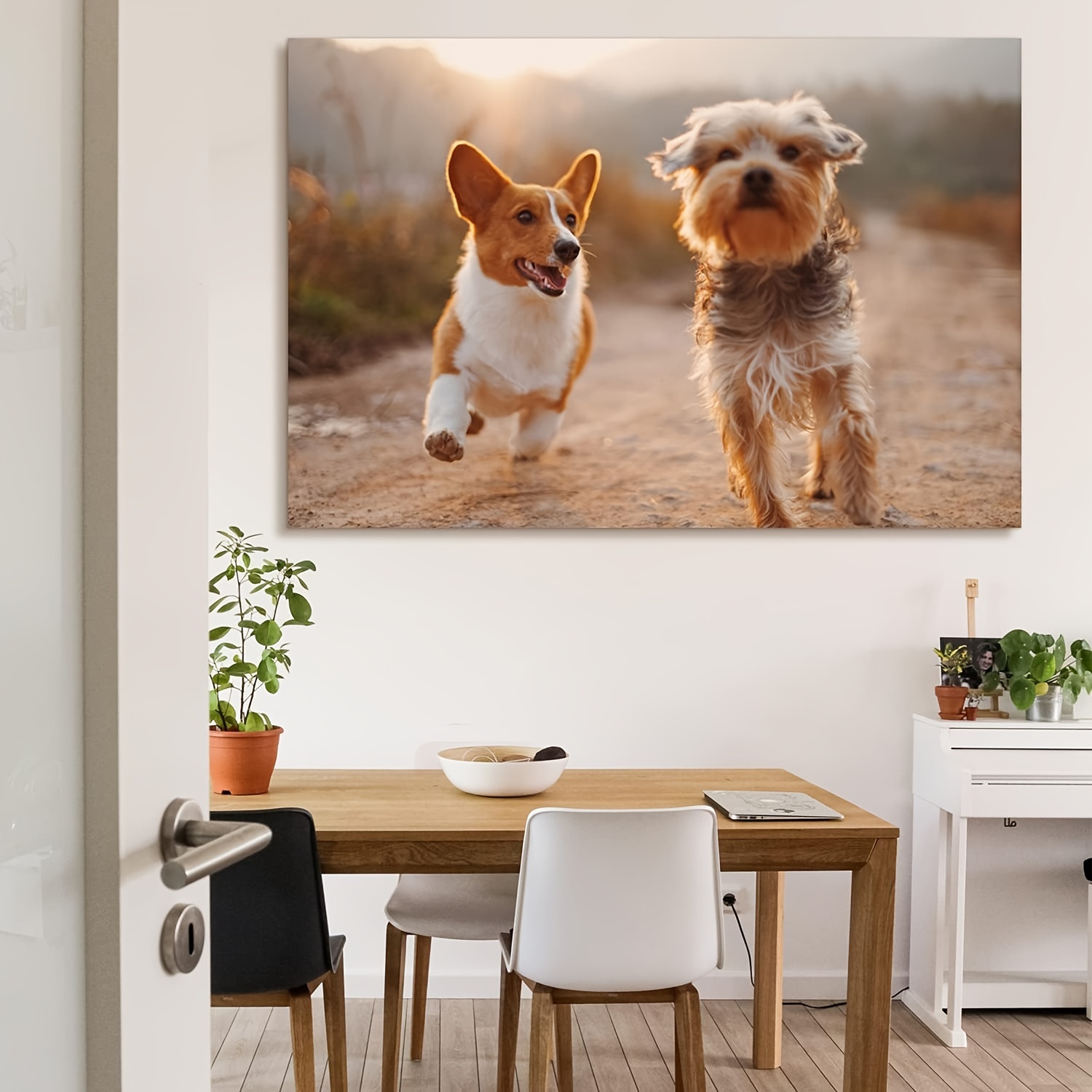  Lienzo abstracto de pintura de animales coloridos carteles e  impresiones de perros lindos cuadros de pared para sala de estar, cuadros  para decoración del hogar, marco interior de 15.7 x 31.5