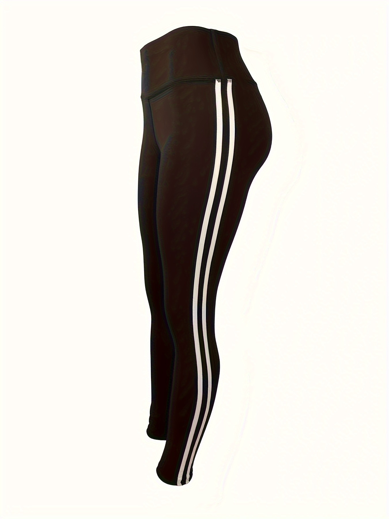 Womens Black Stripe Printed Sport Athletic Yoga Leggings Pants -  Beautifulhalo.com