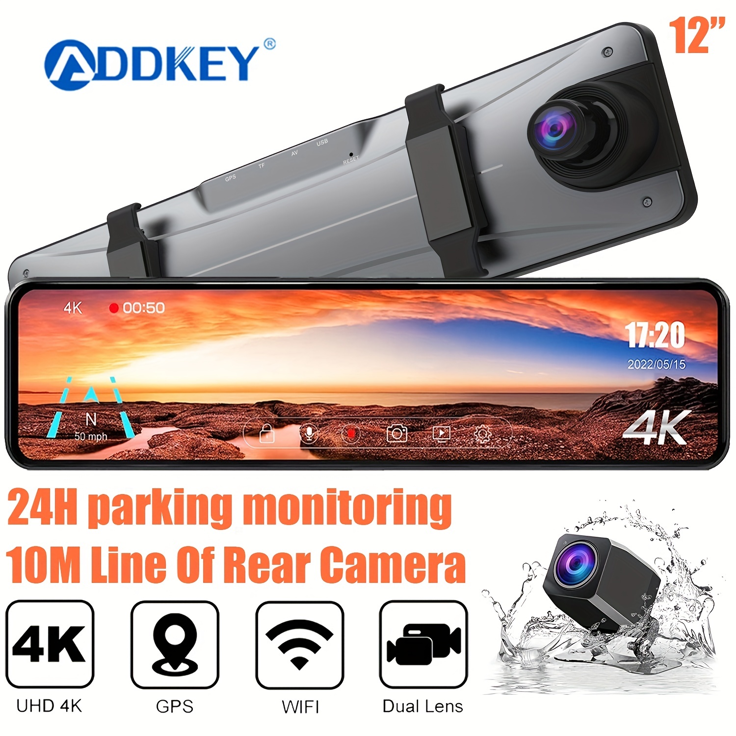 4K Mirror Dash Cam Front And Rear, Rearview Mirror Camera For Cars & Trucks  With 11 IPS Touch Screen, Backup Camera With Type-C, Starvis Sensor