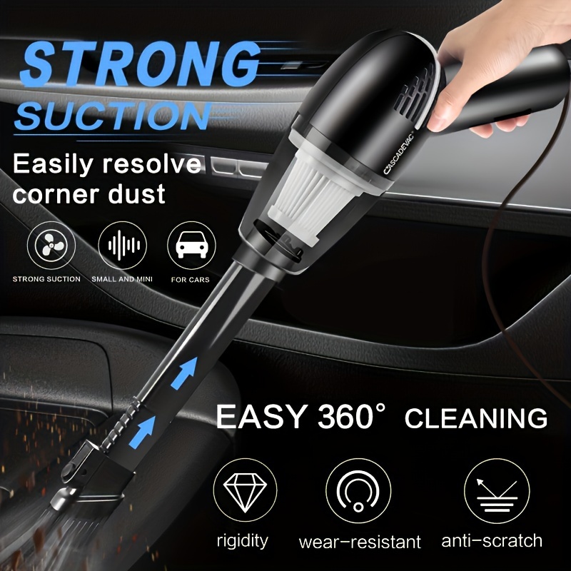  Aspirador de coche portátil sin cable / enchufe de coche 120 W  12 V 5000 PA súper succión húmedo y seco aspiradora para coche hogar limpio  al polvo (color negro inalámbrico) 
