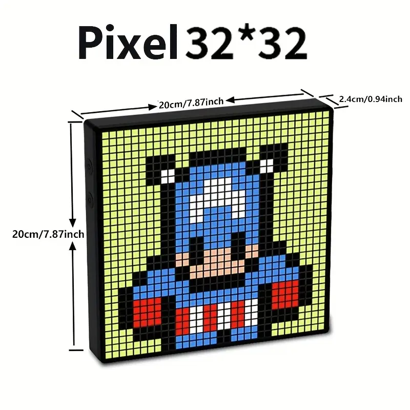 Pixel Art Digital Picture Frame With 32x32 Led Display App Control