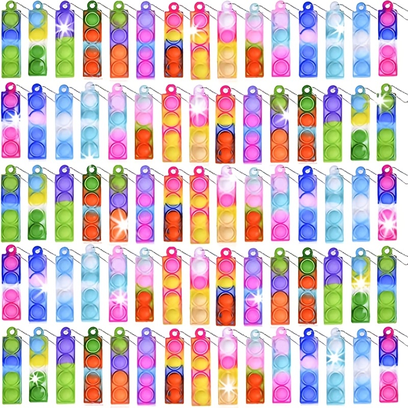 30pcs Mini Pop Keychain Fidget Toys Bulk Silicone Pop Bubble Anxiety Stress Relief Hand Toys Pop Keychain Toddler Party Favors Classroom Bag Stuffers Christmas Gift For Boys And Girls
