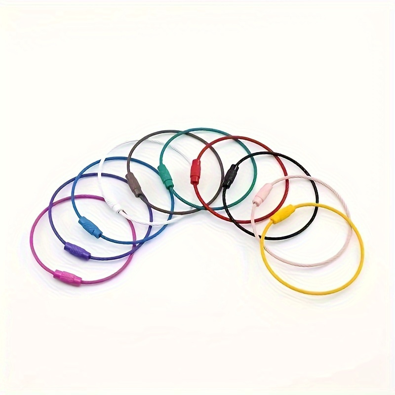 Stainless Steel Key Ring Loop Wire Keychain Rotating Screw Key Ring