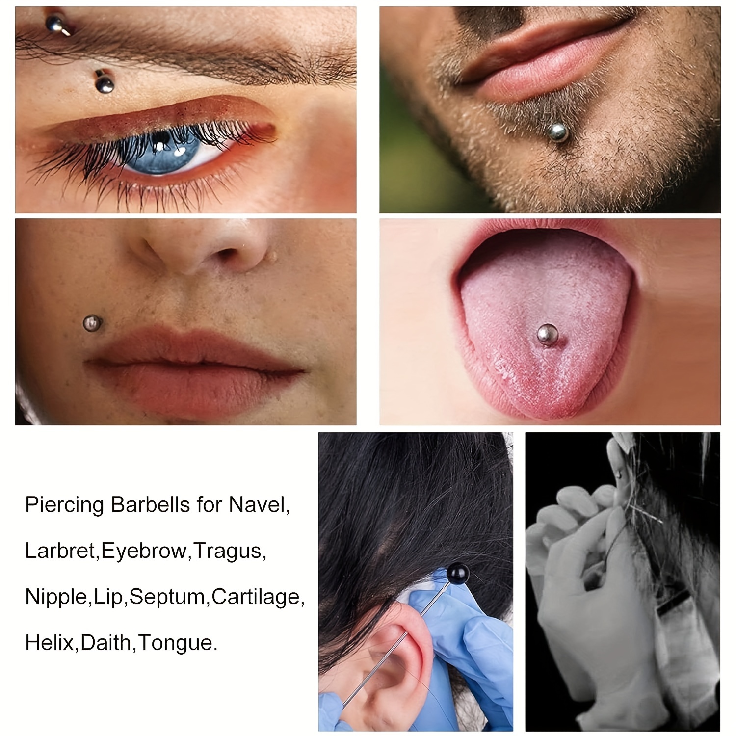 Body Piercing Needle Disposable Navel Nipple Ear Nose Lip - Temu