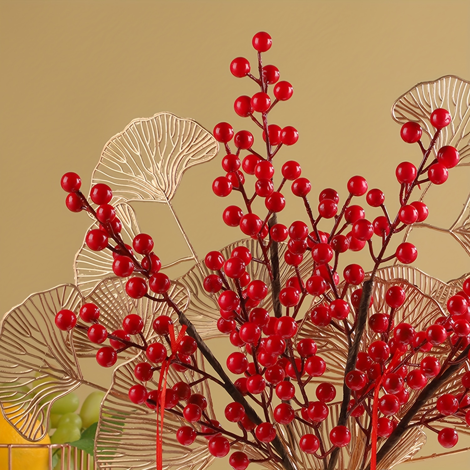 Chinese New Year Decoration 2024 Artificial Red Berry Branch Decorative  Fake Plants for Home Decor Wedding Supplies