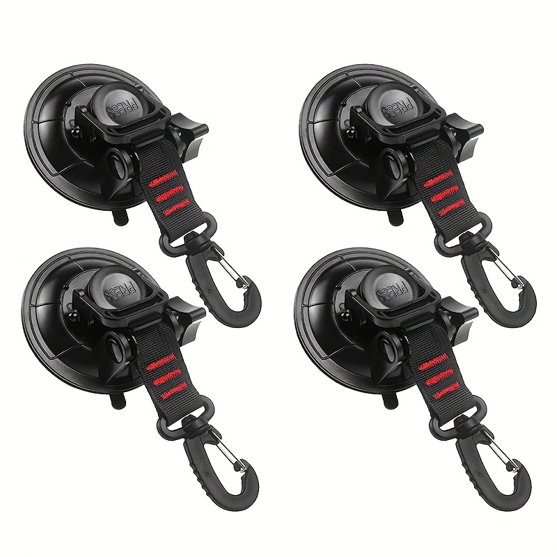 4pcs Heavy Duty Suction Cup Anchor with Hooks Tarp Clips Lock Grip