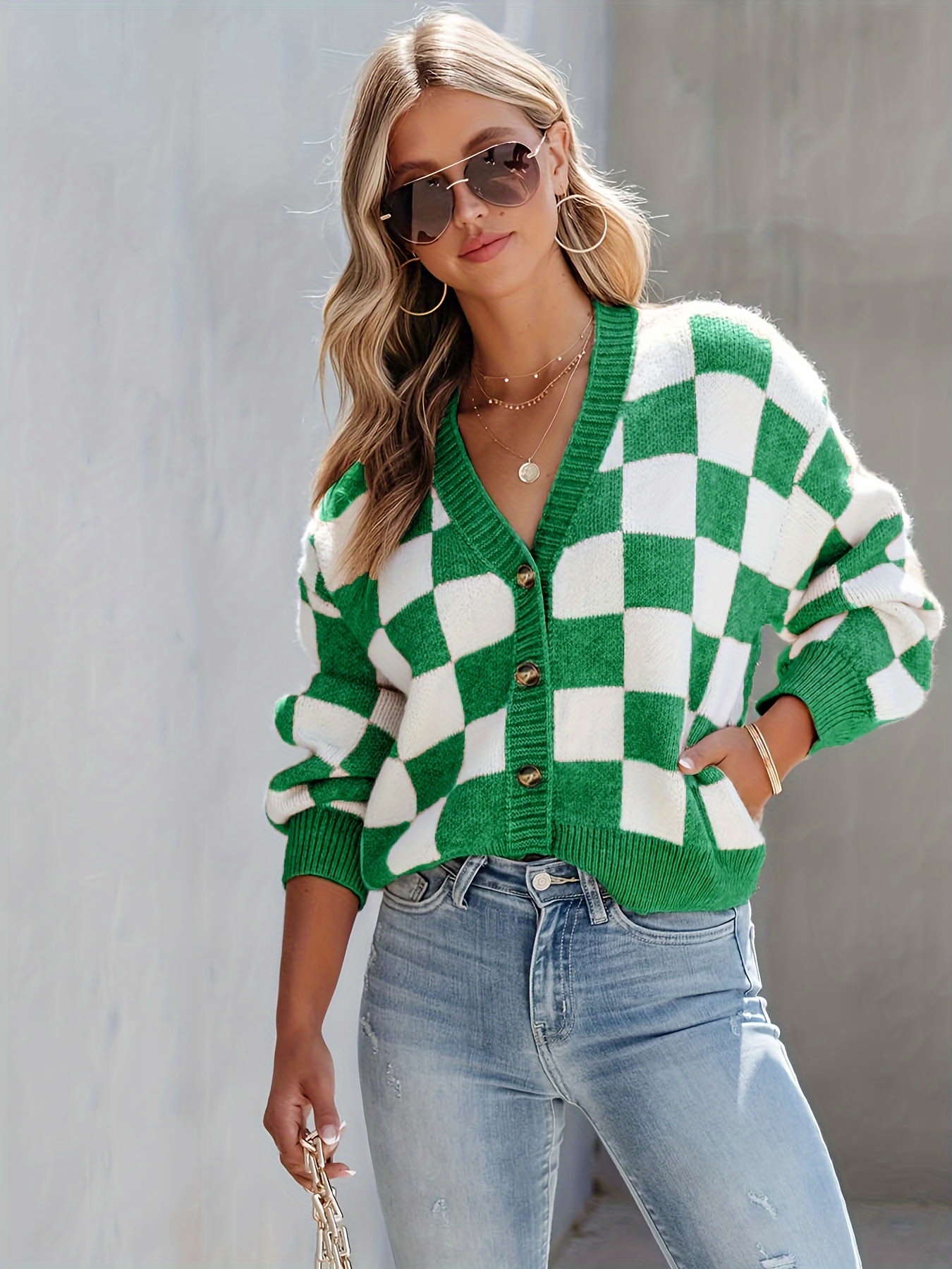 Green plaid sale sweater