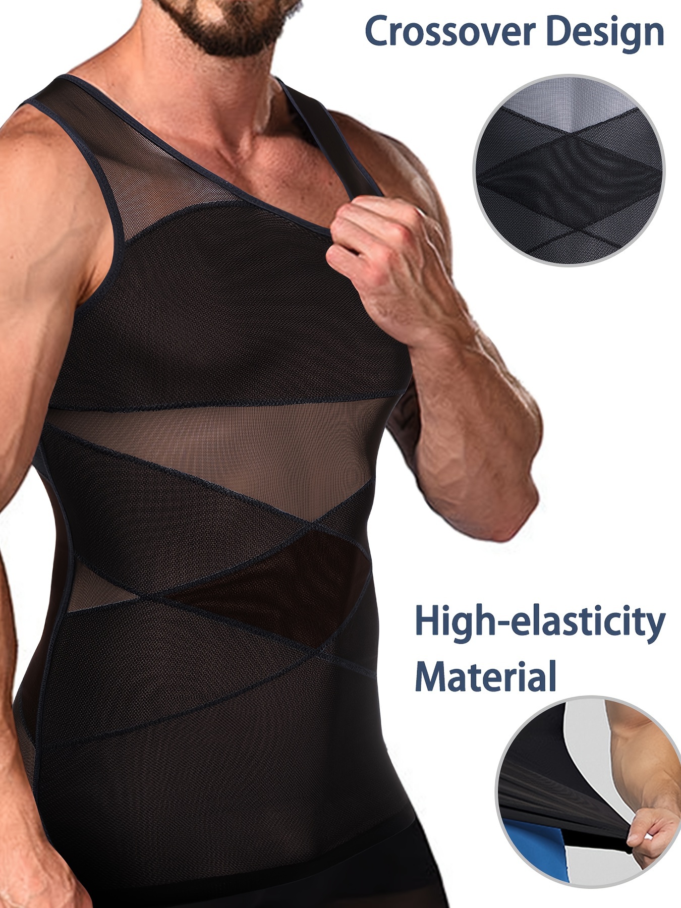 High Waist Tummy Control Mens Compression Body Shaper Pants For