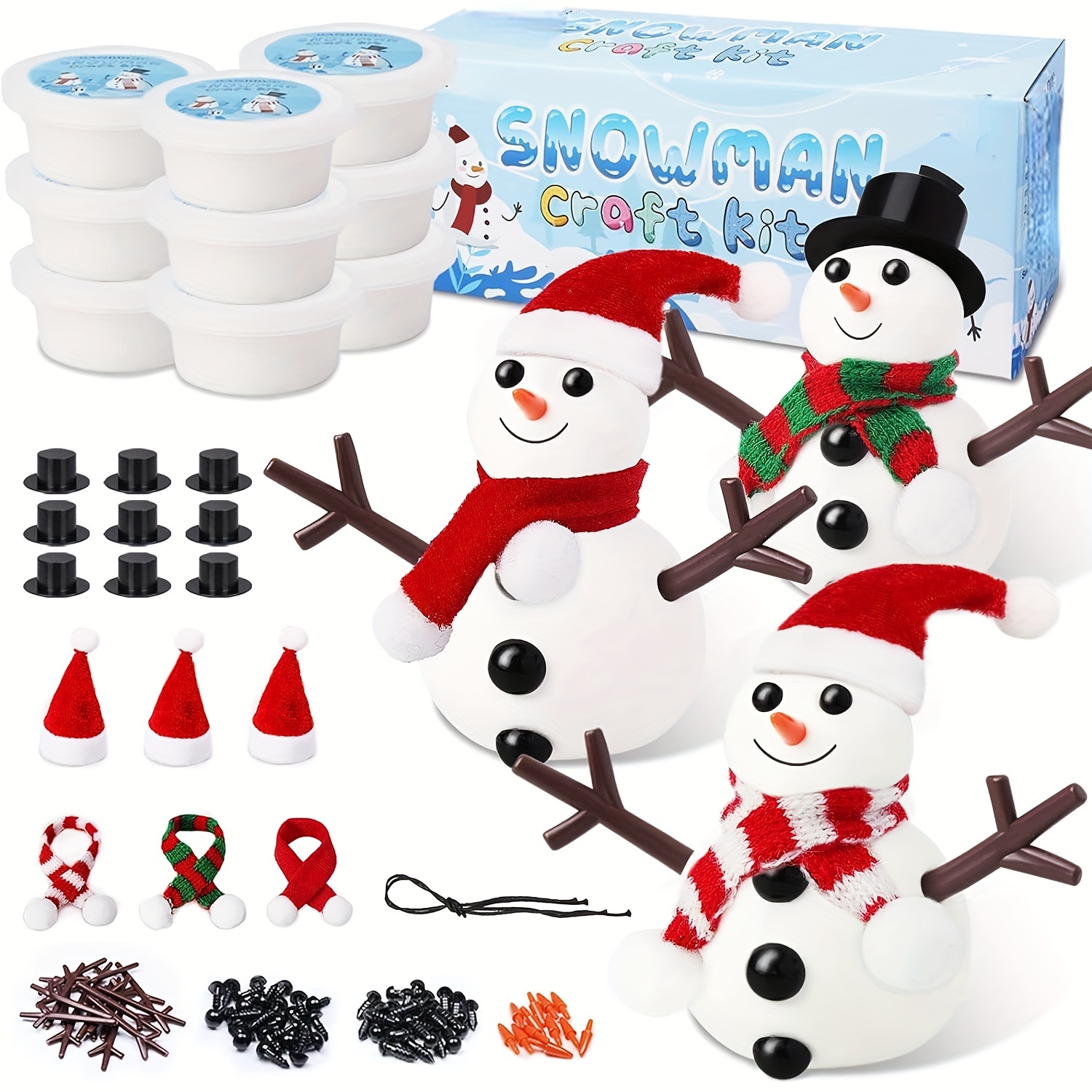 Christmas Snowman Decorating Kit Snowman Making Kit Winter Party Kids Toys  Christmas Holiday Decoration Gift 15PCS 