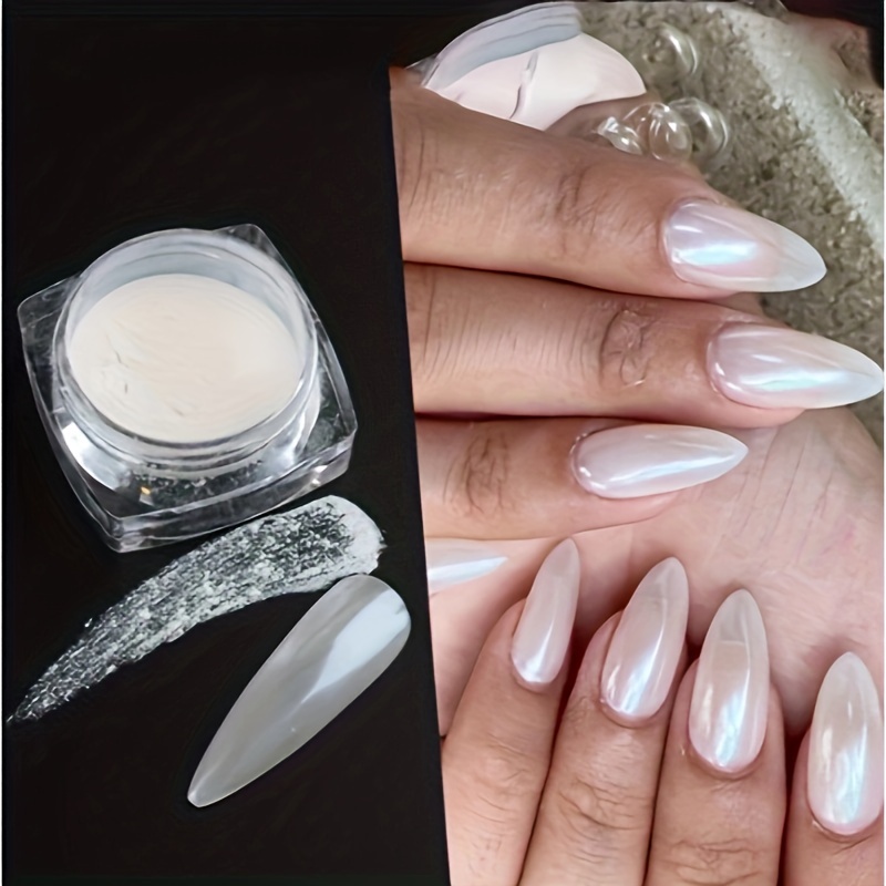 White Pearlescent Glow Chrome Nail Powder Mirror Effect – MakyNailSupply