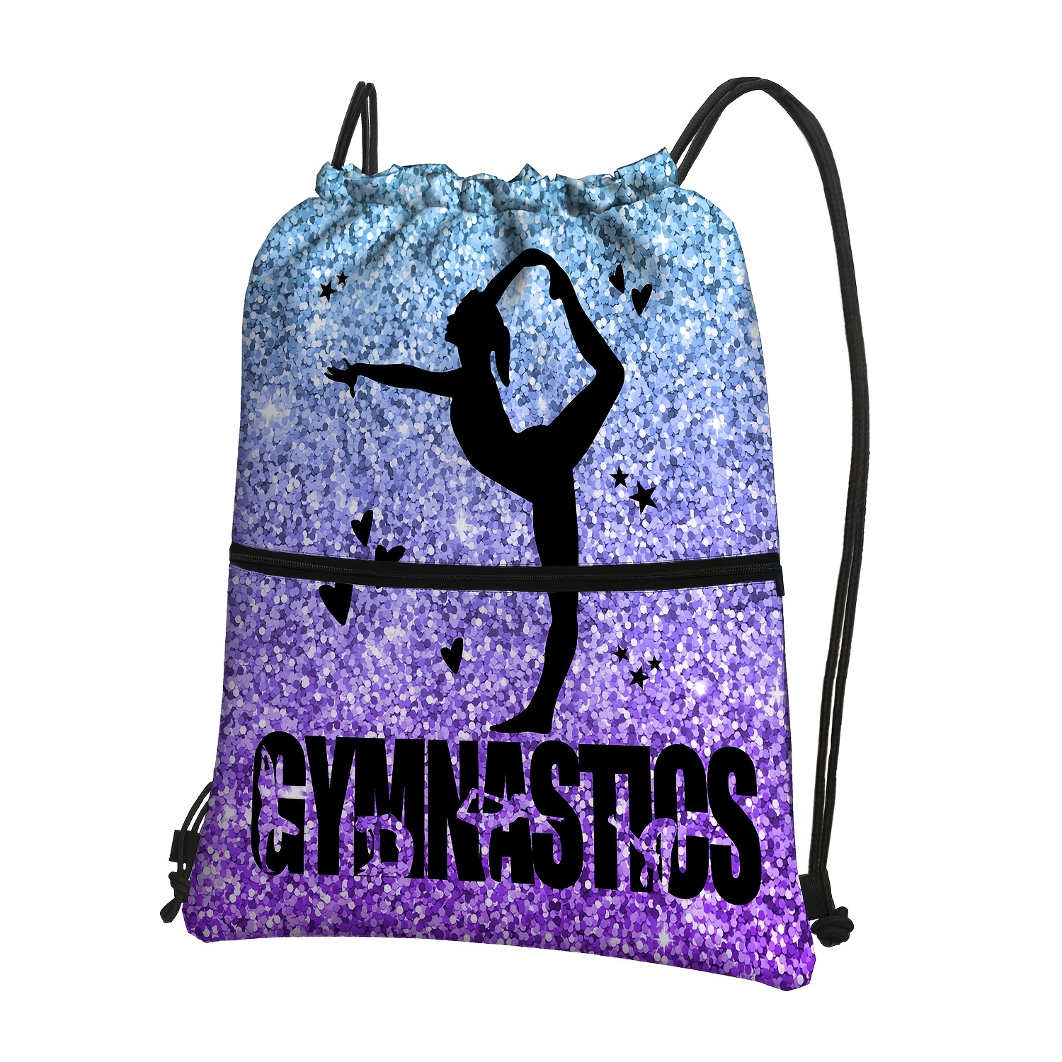 Gymnast Figure Pattern Drawstring Backpack, Waterproof Lightweight Sports Gym Bag, Swim Bag