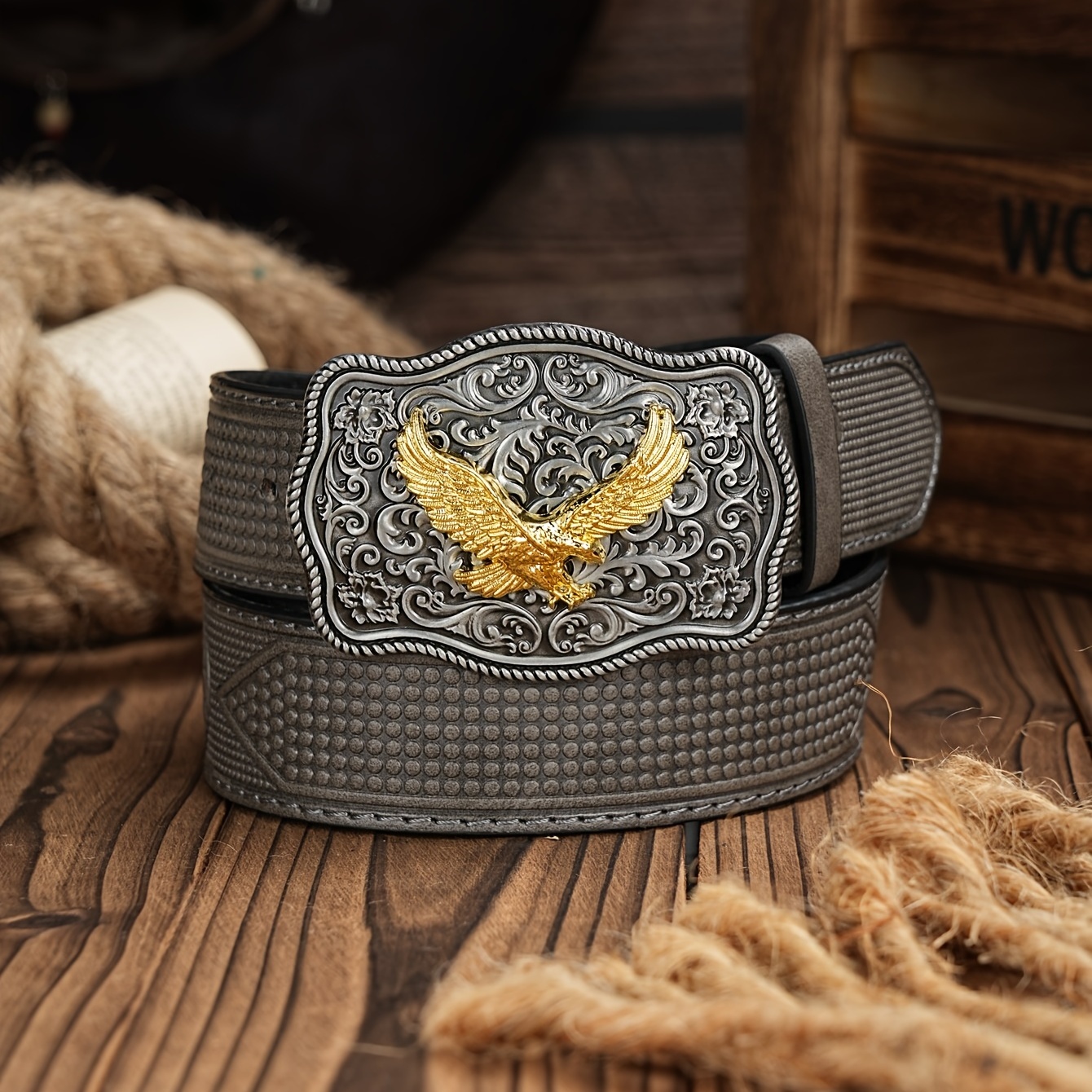 Fashion Men's Western Style Holiday Dress Belt, Men's Vintage Eagle Decor  Buckle Pu Leather Belt - Temu