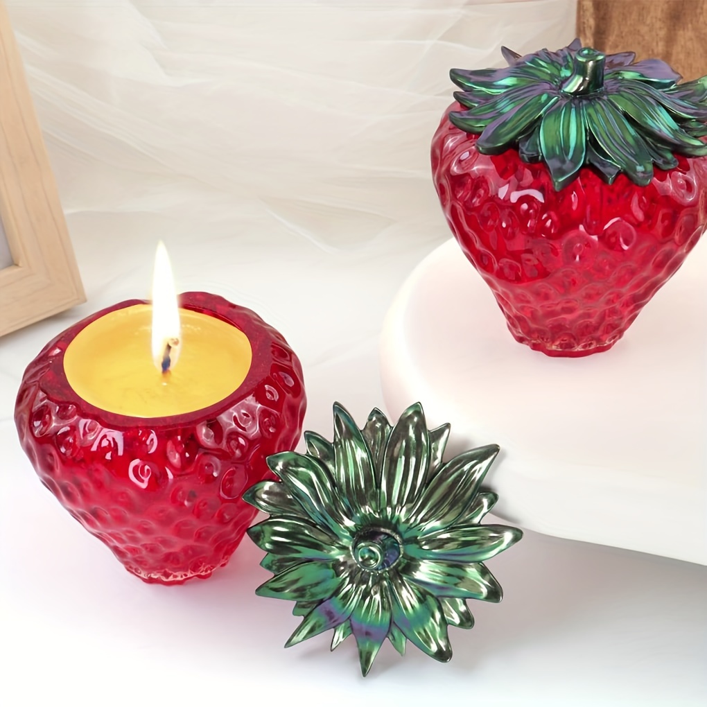 

Strawberry Candle Holder Jars Molds For Resin Fruit Storage Box Silicone Molds With Lid Jewelry Storage Container Epoxy Molds Trinket Box Resin Casting Molds