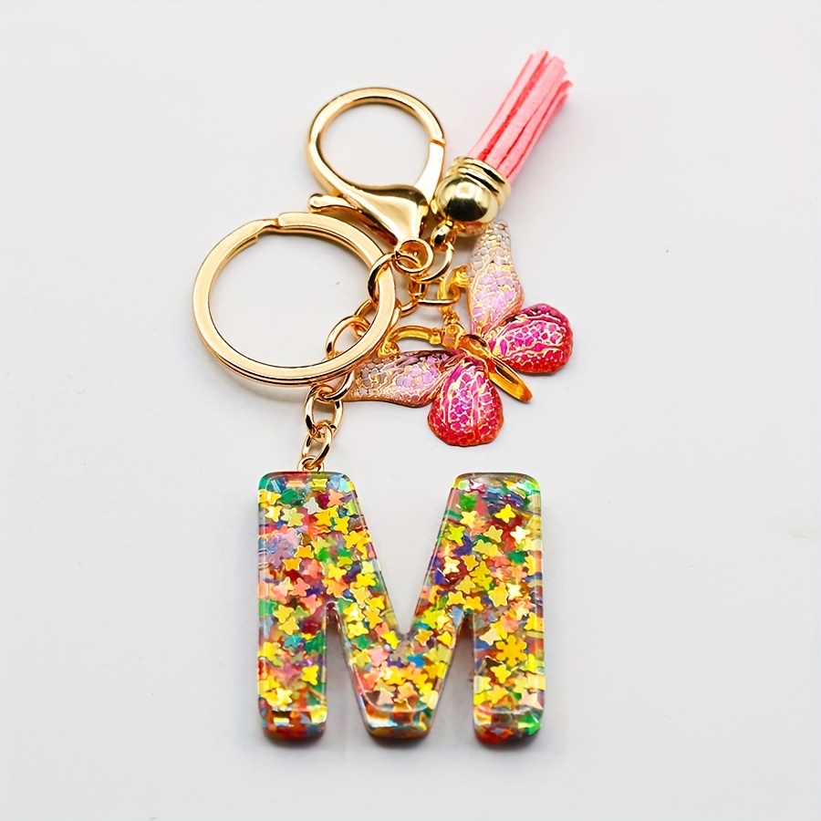 Initial Letter Keychain Pendant Resin Letter Keychain Purse - Temu