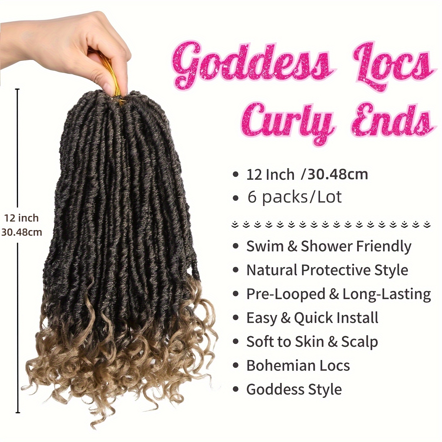 Goddess Locs Crochet Hair Curly Ends Ombre Blonde Pre looped