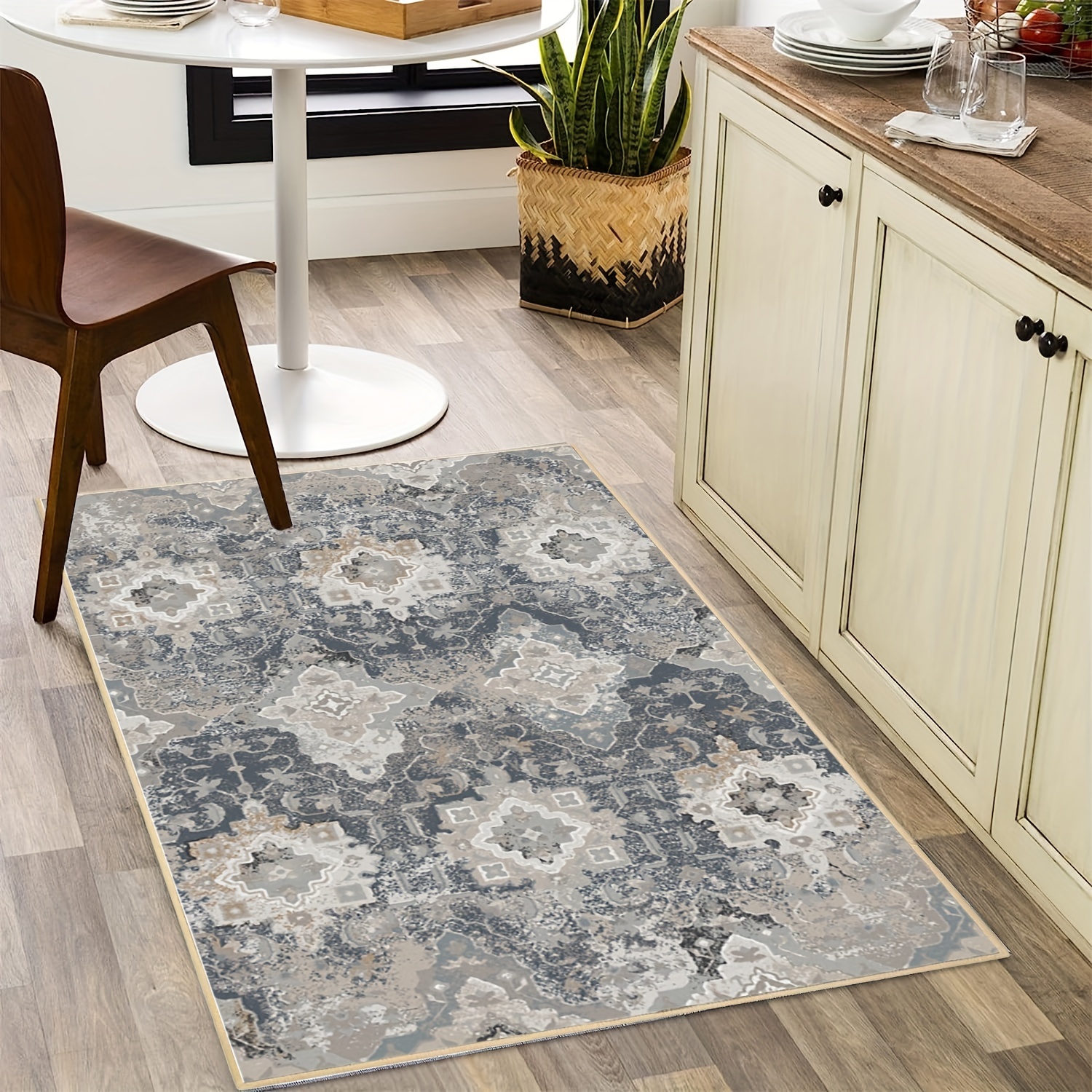 Grey Geometric Floral Faux Wool 2' X 3' Area Rug Persian Boho Rugs For  Entryway For Bedroom Kitchen Bathroom Decor Doormat Washable Indoor  Non-slip Rubber Backing - Temu United Arab Emirates