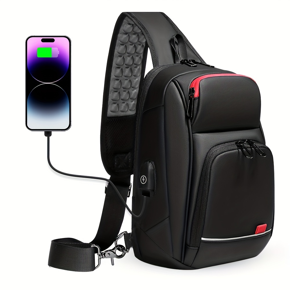 Waterproof Multifunction Crossbody Shoulder Bag with USB Charging - Perfect for Short Trips, Father's Day, Birthdays, and Christmas Gifts