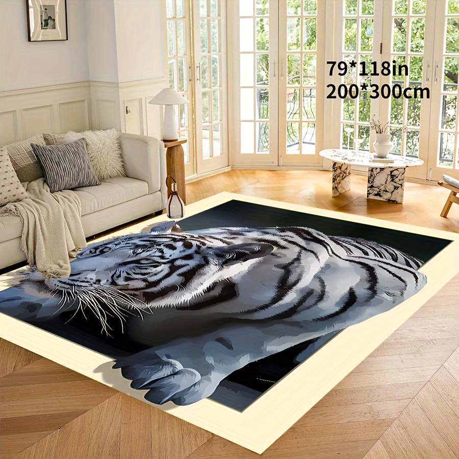 

1pc Artificial Crystal Velvet Carpet, Cool 3d Tiger Pattern Floor Mat, Machine Washable Rug With Non-slip Dot Bottom, Suitable For Hotel Office Shopping Mall Restaurant Shops Cafes Pubs Decoration