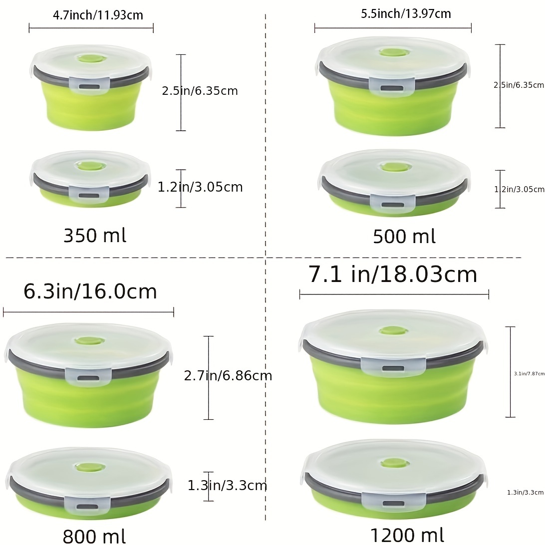 2pcs Silicone Bowls with Lids Set, Reusable Food Container with Airtight  Lids, BPA Free Microwave Safe Silicone Bowls for Travel Camping Fridge Food