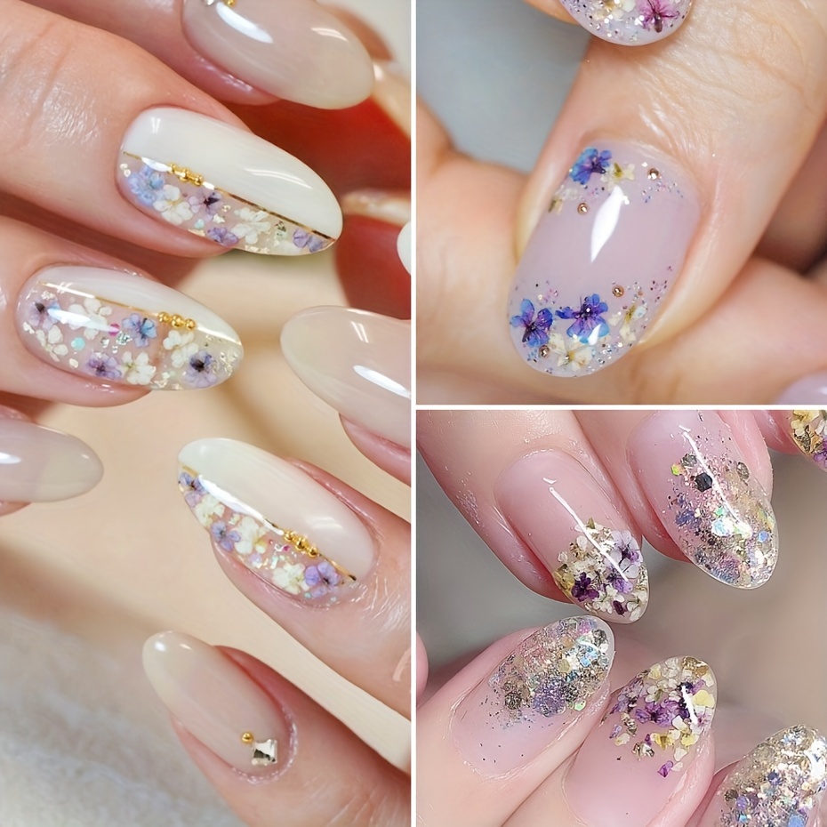 3d Dried Flowers Nail Art Decoration Real Dried Flower - Temu