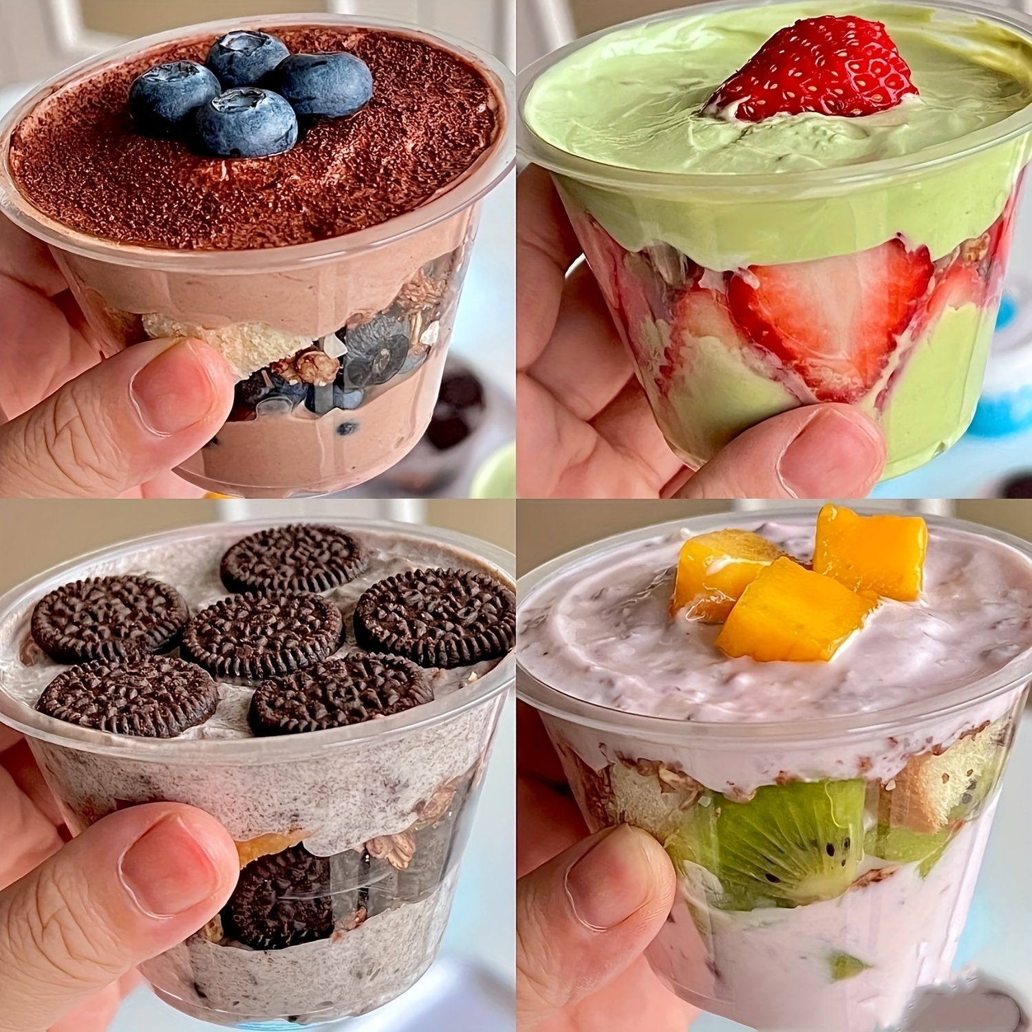 50-Pack 5 oz Plastic Dessert Cups with Lids - Bulk Ice Cream