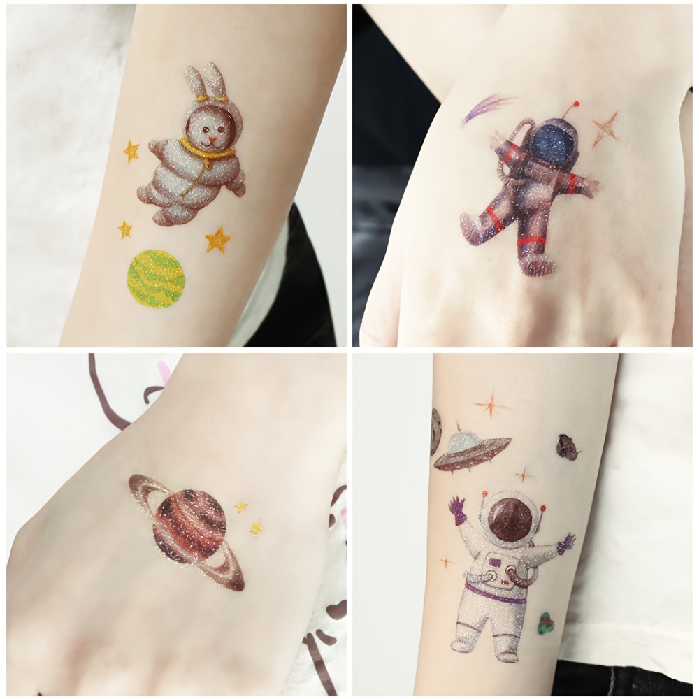 Leesgel Spazio Tatuaggi per Bambini, 30 Fogli Luminoso Spazio