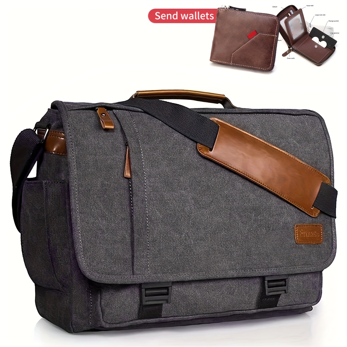 Leather Messenger Bag For Men For 15 and 17 Inch Laptops Brown