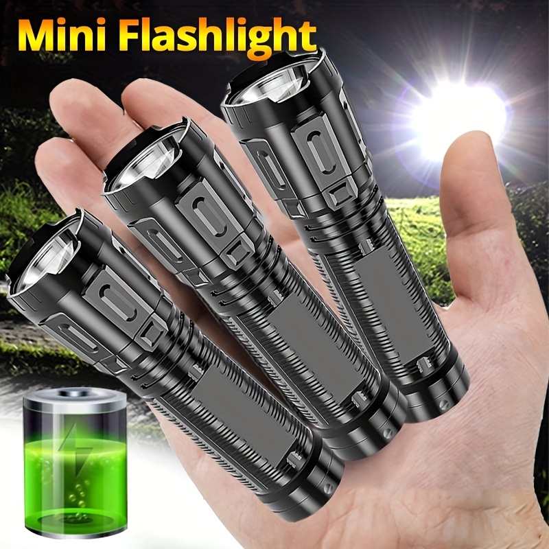  Linterna LED recargable USB mini linterna de luz, ultra  brillante, luz de flash pequeña, bolsillo de mano, lámpara pequeña compacta  portátil con linterna lateral COB, linternas tácticas de viaje de alta