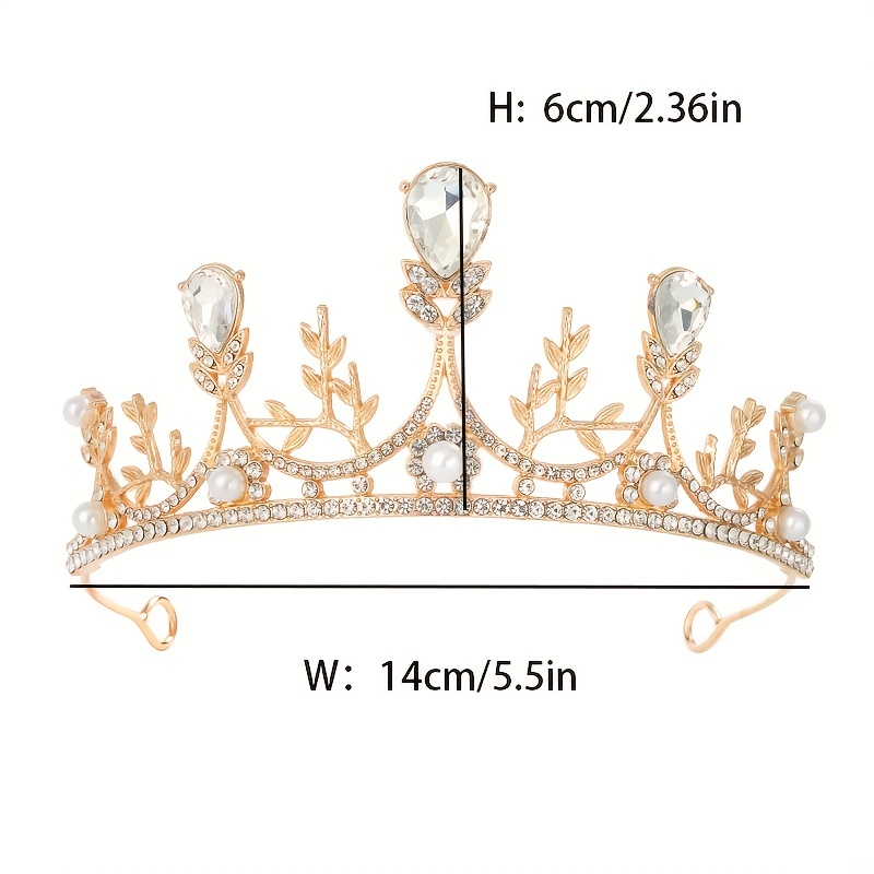 1Pcs Retro Baroque Crystal Faux Pearl Decor Tiara and Crown, Princess Tiara, Hair Accessories for Wedding Prom Bridal Birthday Party Halloween