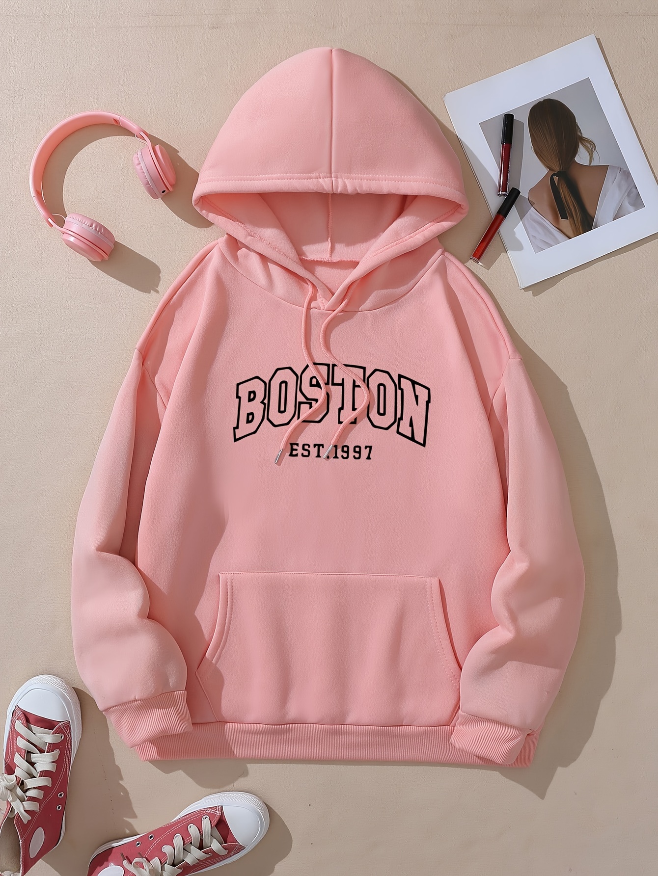 Long pink online hoodie