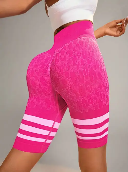 Rainbow Leopard Print Shorts Hip Lifting Yoga Shorts High - Temu
