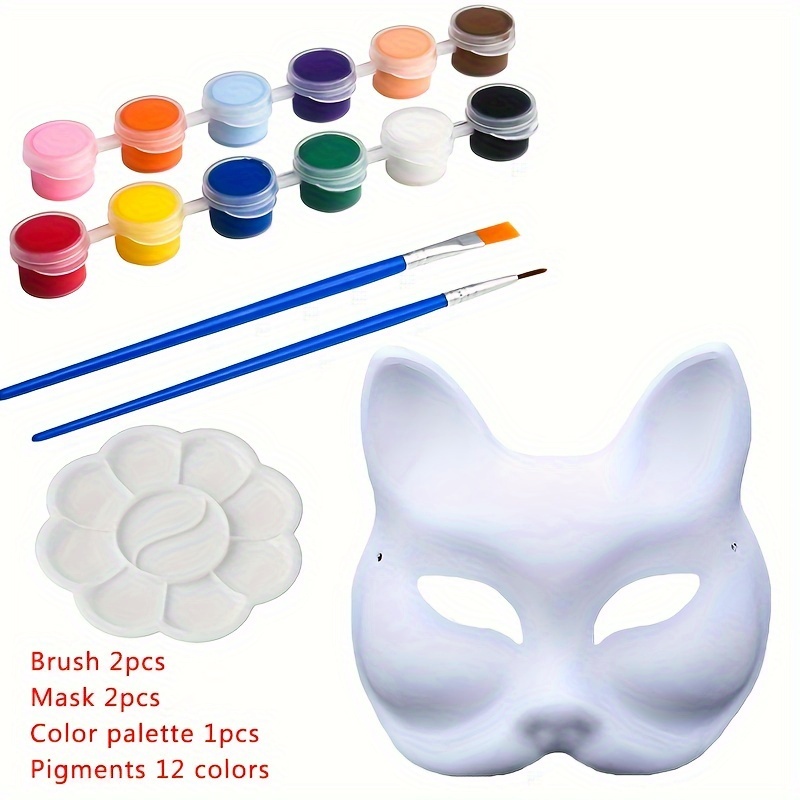 3pcs DIY White Paper Masks Paper Pulp Cat Masks Blank Cat Masks for  Performance - AliExpress