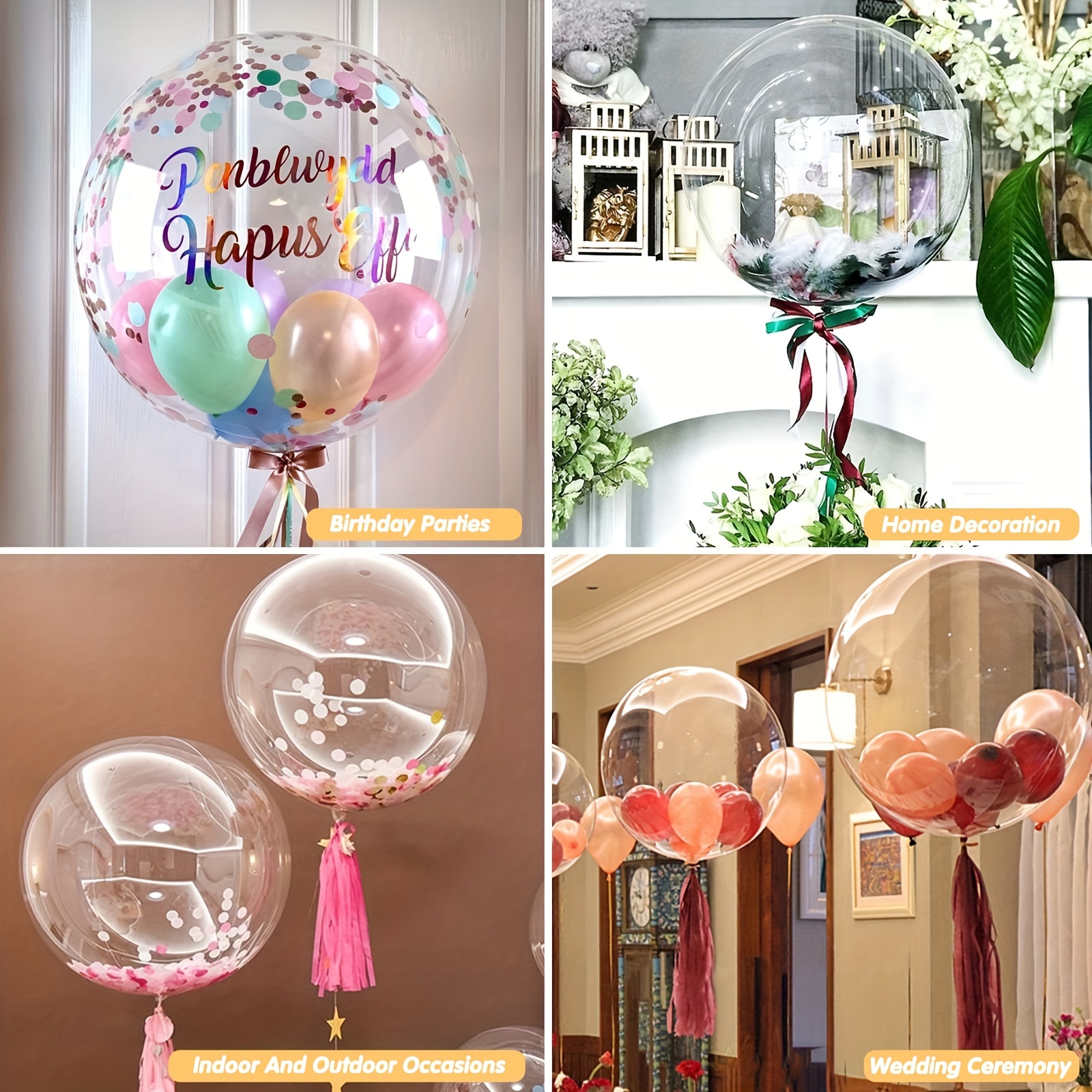 25 Pezzi, Bobo Balloons In Due Dimensioni, Palloncini A Bolle Trasparenti.  I Grandi Palloncini Trasparenti Sono Utilizzati Per Riempire Decorazioni