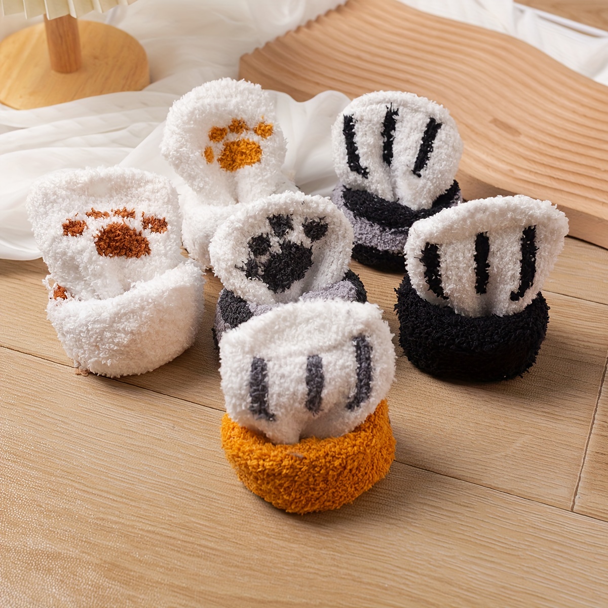 Super Fluffy Soft Paw Socks Fur Socks Hand Knitted Cats Paw Socks Slippers  Socks Slippers 