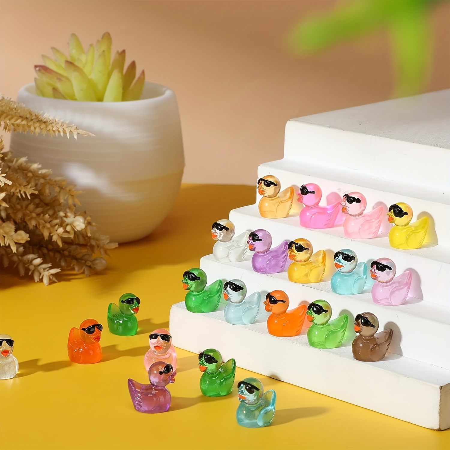 Mini Resin Ducks Sunglasses Colorful Duck Figures Miniature - Temu