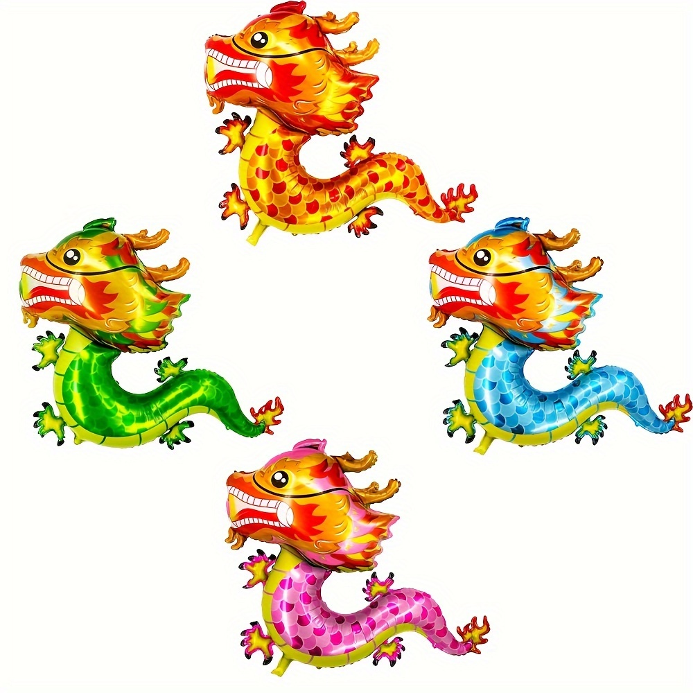 1pc 3d Button Assembly Standing Chinese Dragon Aluminum Foil