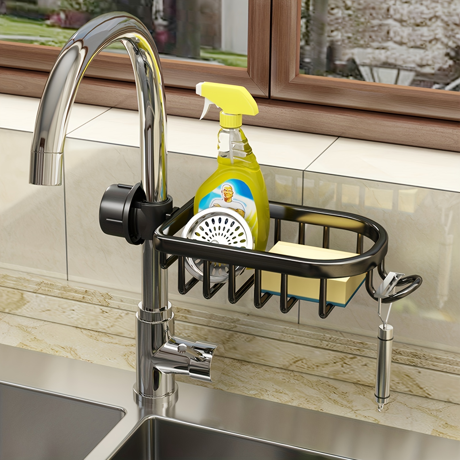 Kitchen Faucet Rack Sponge Drain Basket Toilet Storage