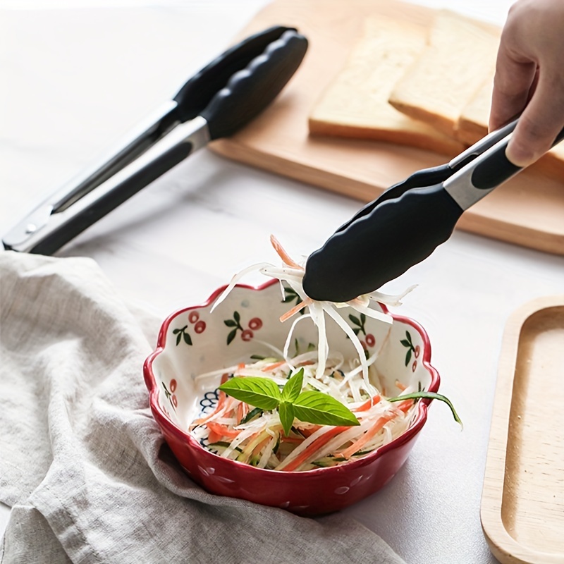 Kitchen Tongs Stainless Steel 7 inch BBQ Tongs Salad Food Clips Bread Pasta  Serving Tongs Non-Stick Cooking Tools Kitchenware