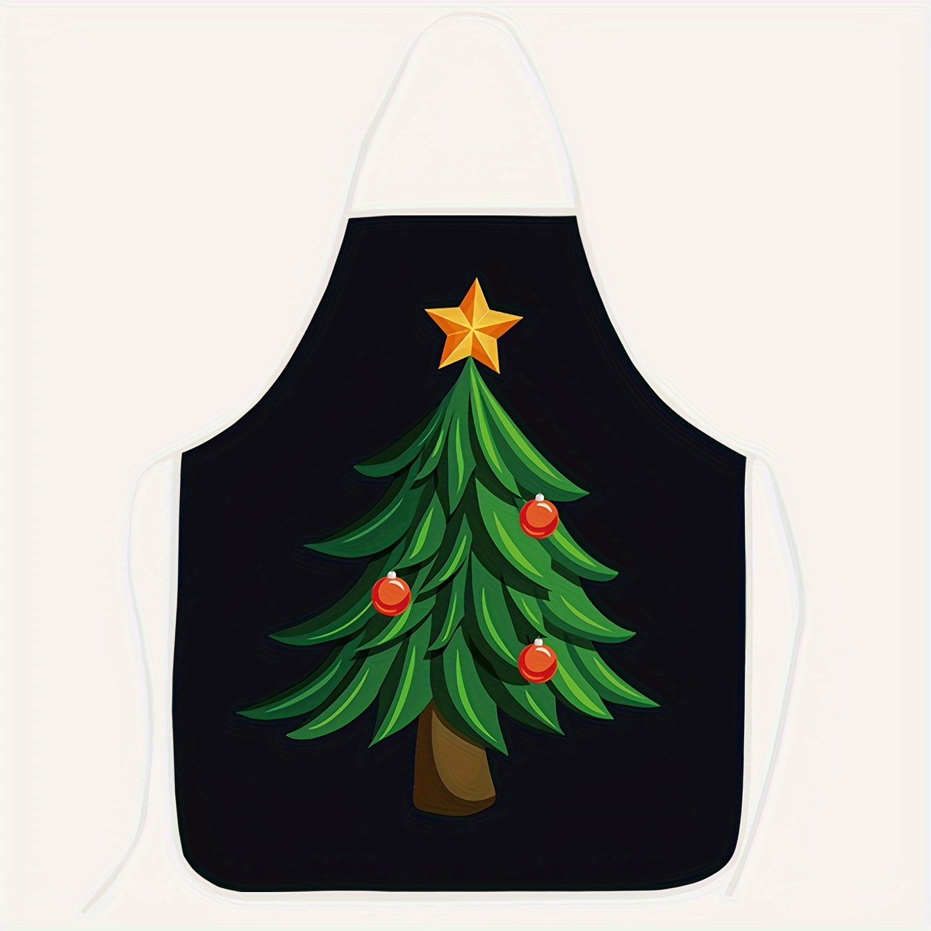 Christmas Apron Santa Claus Elk Christmas Tree Print Apron Aprons