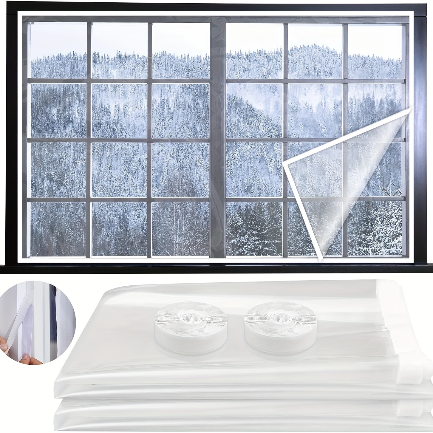 Kit de aislamiento de ventana, película de aislamiento térmico para ventana,  película cálida en invierno, película