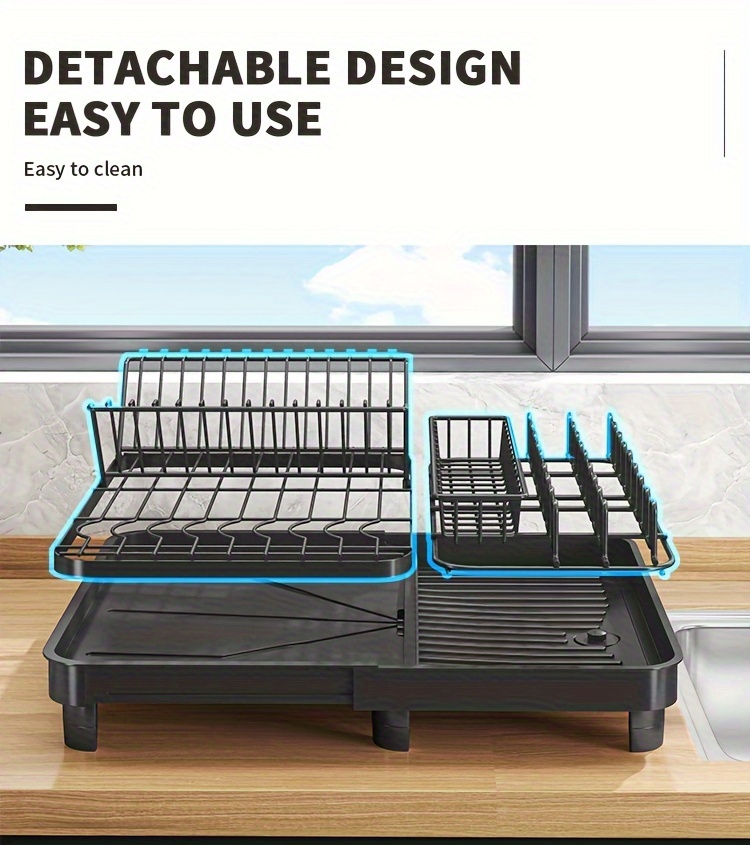 Expandable 2 Tier Large Dish Drying Rack, For Kitchen Countertop, Dish  Dryer Rack With Drainboard, Cutlery & Cup Holders, For Dishes, Knives,  Spoon, Kitchen Supplies - Temu