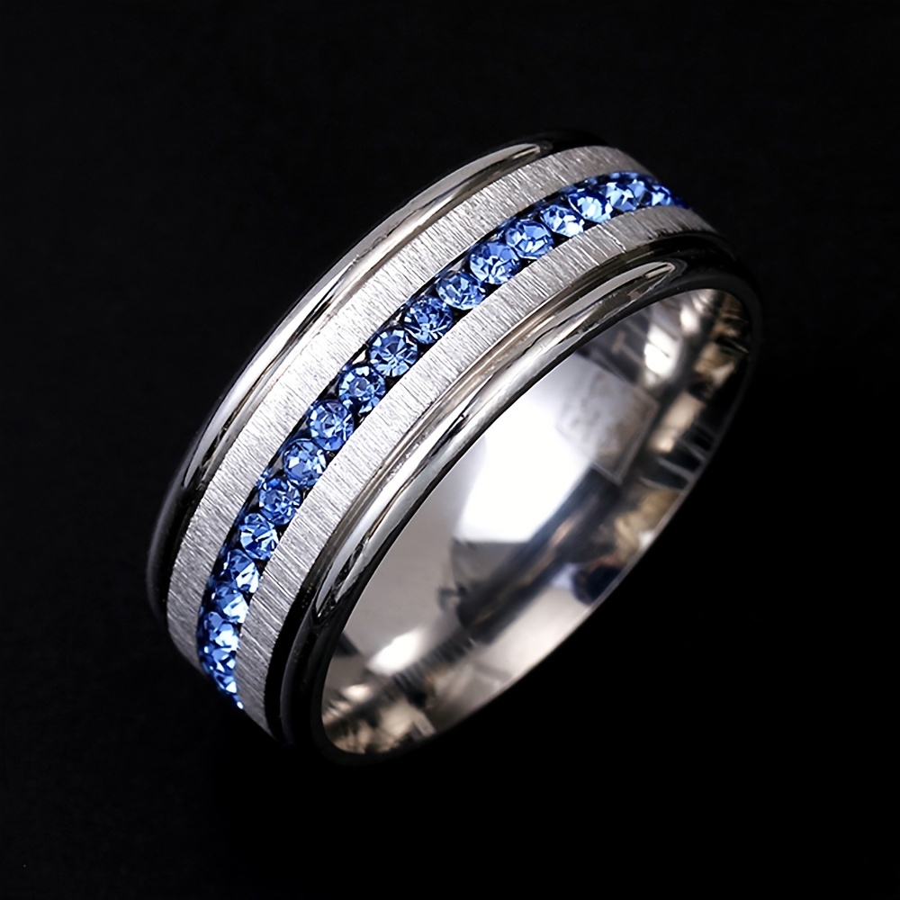 Sapphire Ring Stainless Steel Engagement Couple Ring
